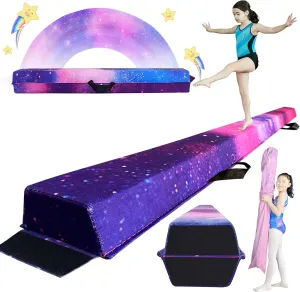 6FT/9FT Folding Balance Beam for Kids ages 3-15- Foldable Gymnastics Floor Beam,Anti-Slip ,Carrying Bag, Faux Suede Covered,EVA foam,Gymnastics Equipment for Kids Training At Home,School,Gym Center