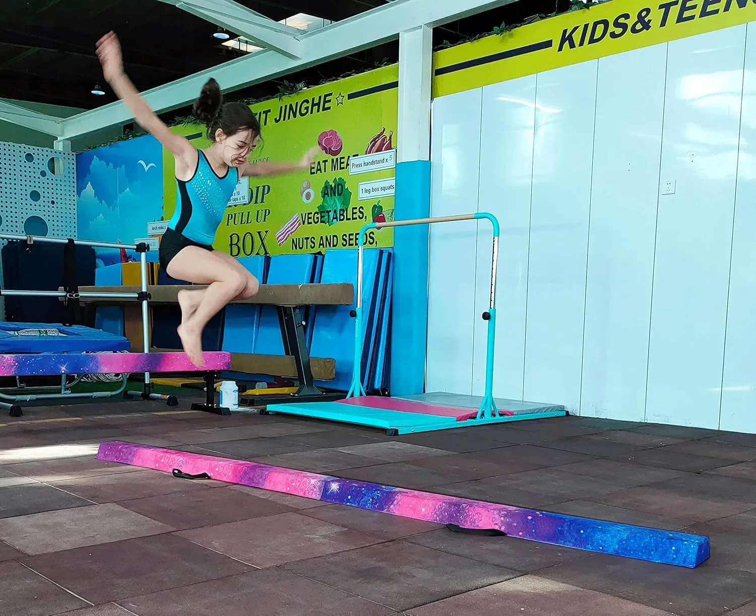6FT/9FT Folding Balance Beam for Kids ages 3-15- Foldable Gymnastics Floor Beam,Anti-Slip ,Carrying Bag, Faux Suede Covered,EVA foam,Gymnastics Equipment for Kids Training At Home,School,Gym Center