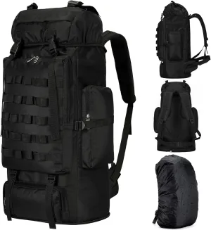 70L/100L Large Camping Hiking Backpack with Rain Cover, Waterproof Molle Rucksack Military Tactical Backpack, Lightweight Backpacking Daypack for Trekking Climbing Outdoor