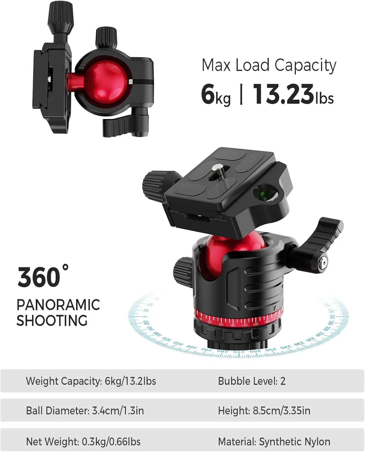 70" Tripod for Camera, Professional Aluminum Camera Tripod & Monopod with 360° Ball Head, Adjustable Lightweight Travel Tripod for Phone,DSLR,Tablet with Carry Bag