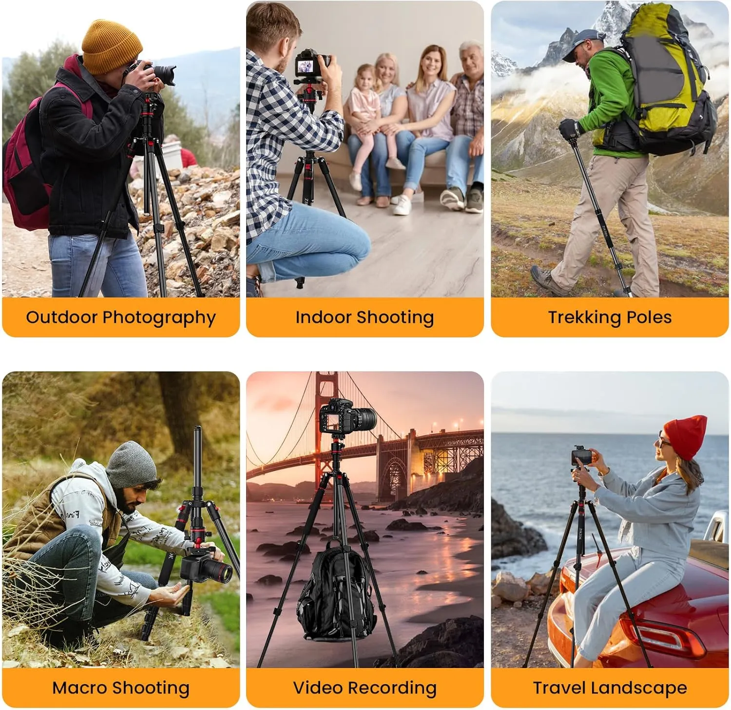 70" Tripod for Camera, Professional Aluminum Camera Tripod & Monopod with 360° Ball Head, Adjustable Lightweight Travel Tripod for Phone,DSLR,Tablet with Carry Bag