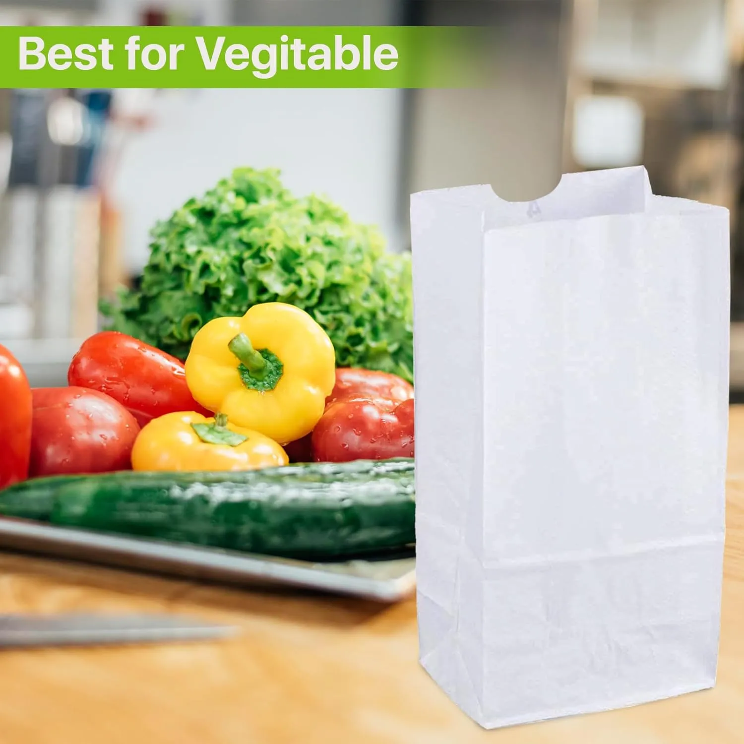 8lb White Paper Bags - Lunch, Craft & Grocery Bags - Pack of 500