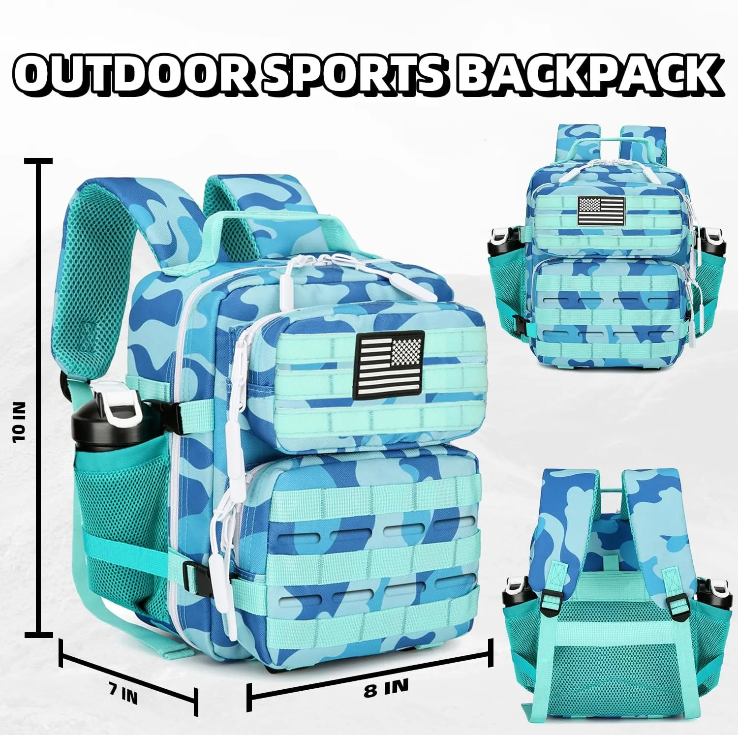 9L Tactical Assault Backpack Gym Backpack Hiking Travel Backpack Camping Backpack (Blue cp)