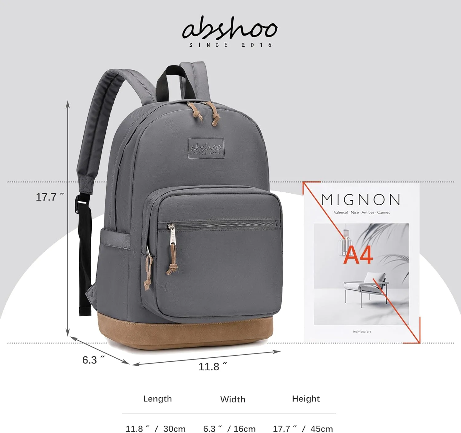abshoo Casual Backpack Travel for Men Women College Student Backpack for Teen Boys Girls School Bag (Grey)