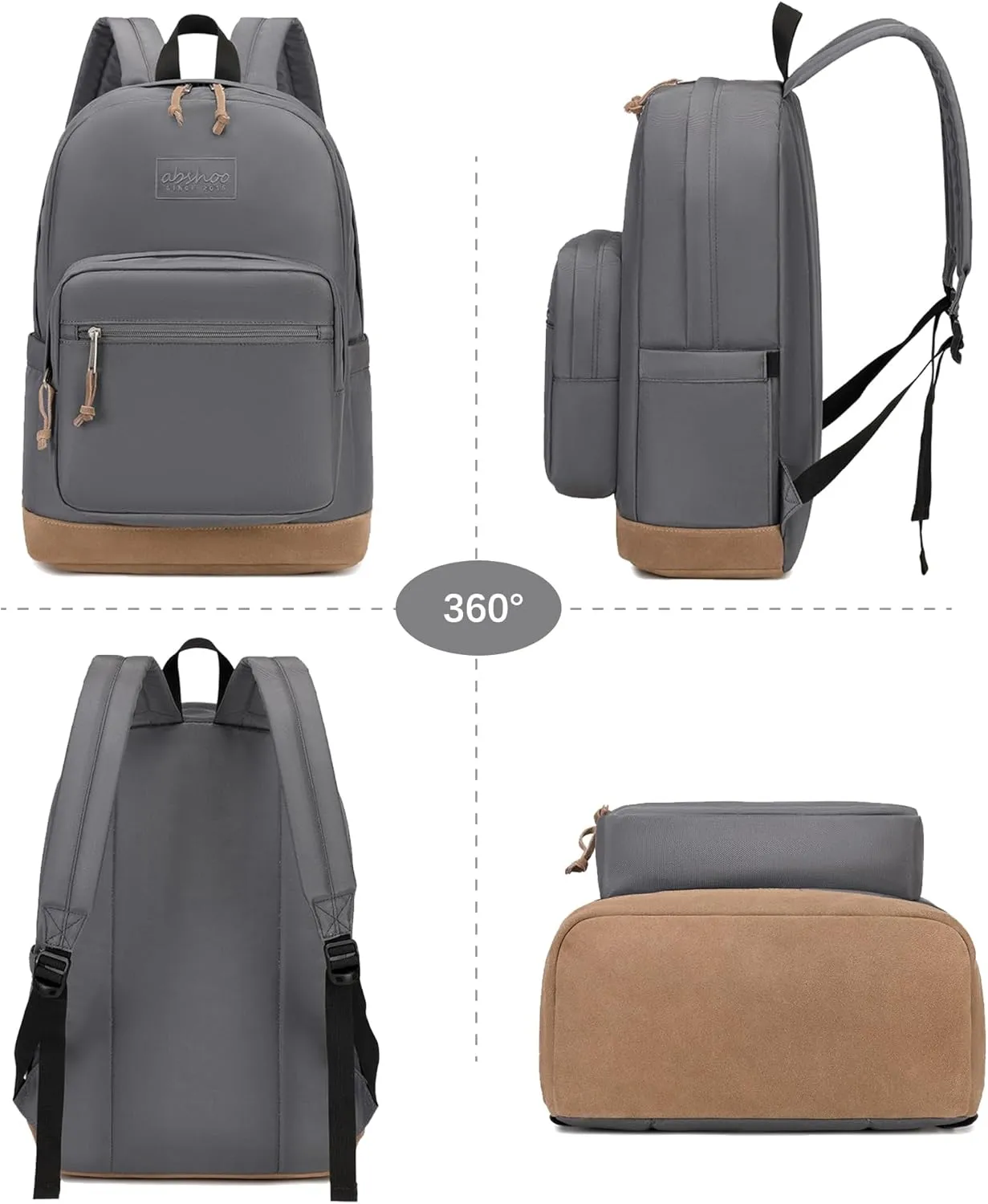 abshoo Casual Backpack Travel for Men Women College Student Backpack for Teen Boys Girls School Bag (Grey)