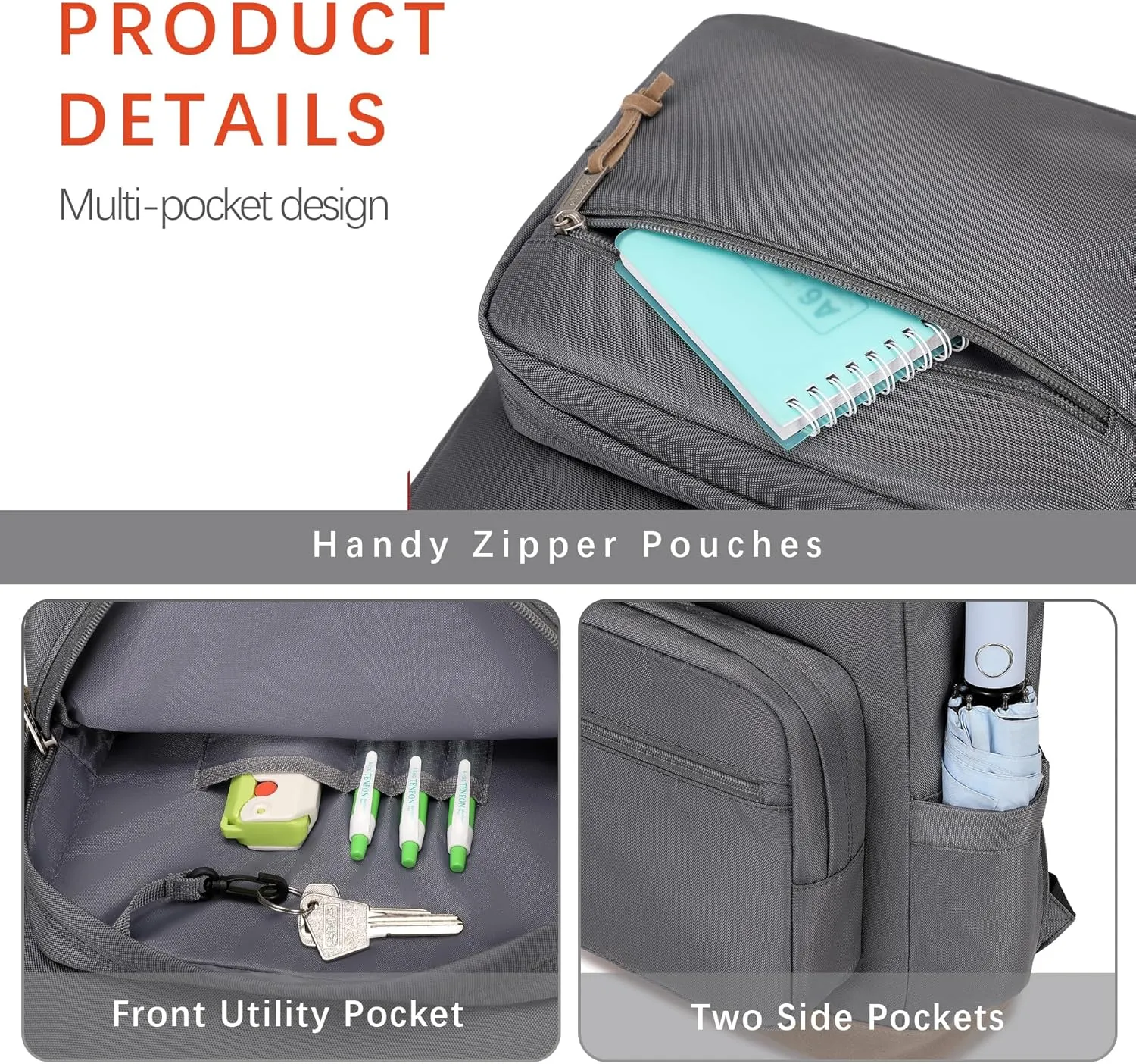 abshoo Casual Backpack Travel for Men Women College Student Backpack for Teen Boys Girls School Bag (Grey)