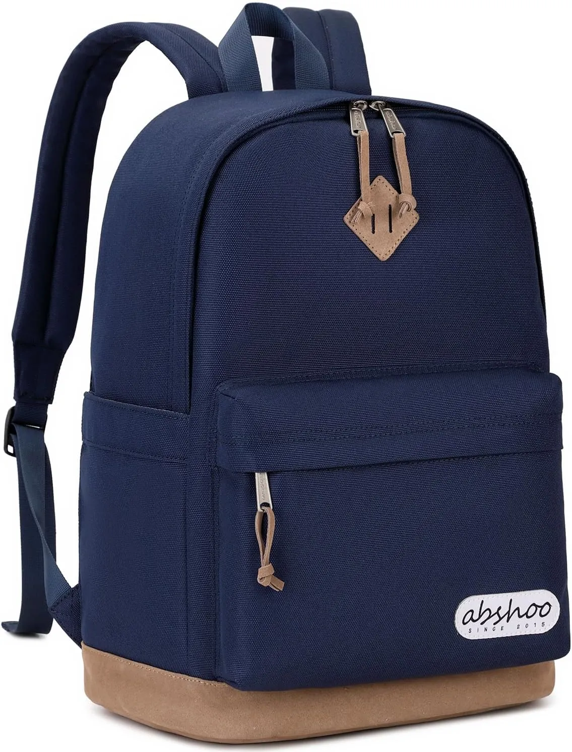 abshoo Plain Big Student Backpack For School Men College Water Resistant Teen Boys Girls School Bookbag (Navy)