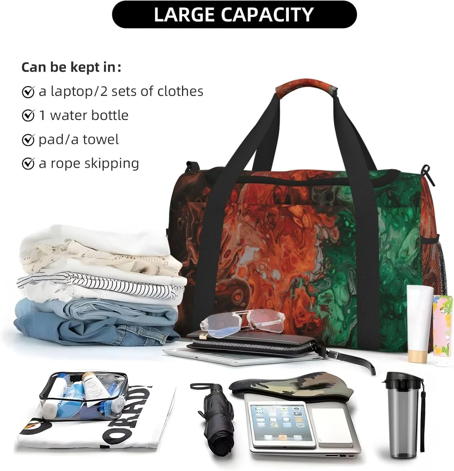 Abstract Art Travel Duffel Bag Large Foldable Waterproof Overnight Bag For Beach Swim Bags Pool Sports Gym