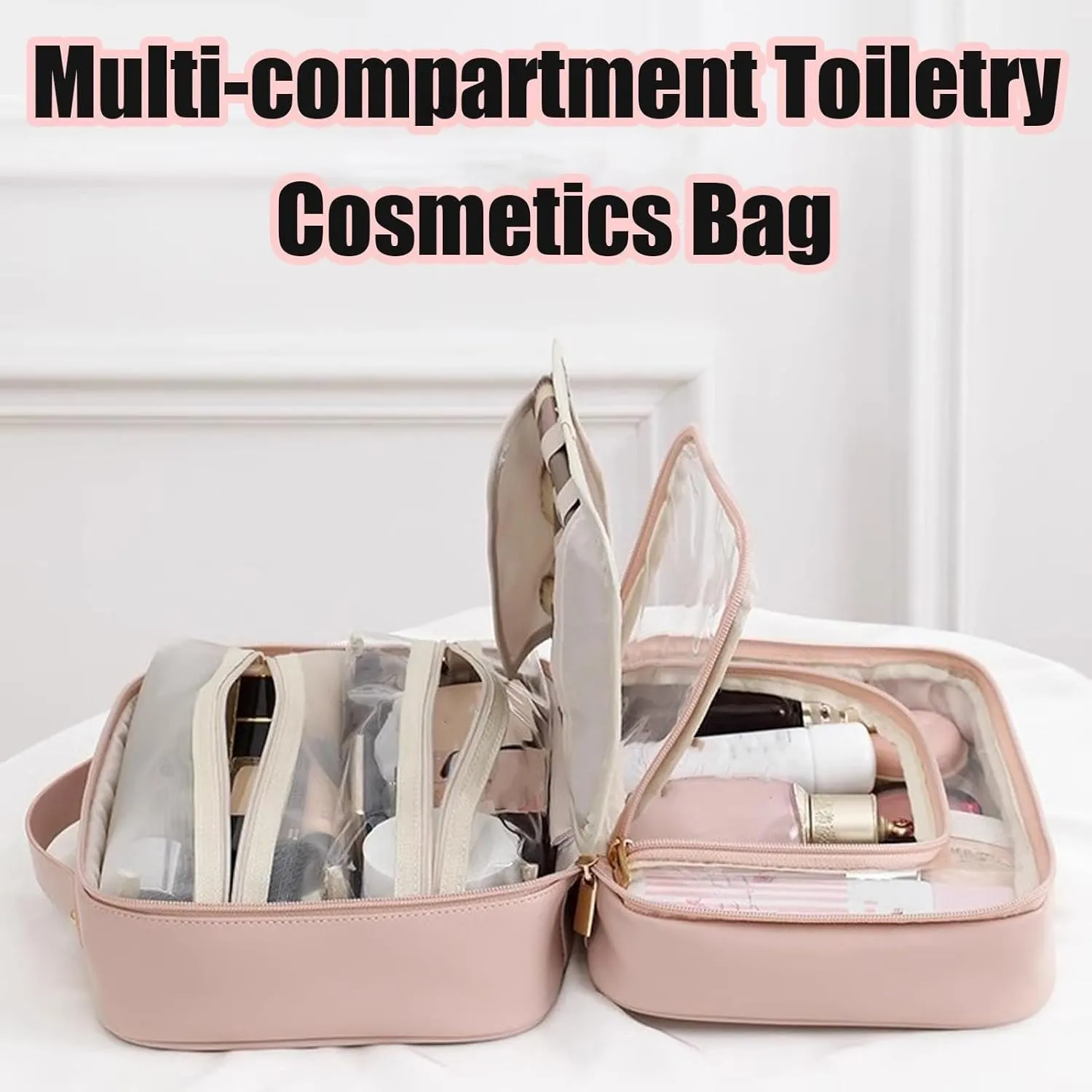 Abundrihant Multi-compartment Toiletry Cosmetics Bag, Set Patient Travel Makeup Bag, Multi Compartment Toiletry Cosmetics Bag, Multi Compartment Toiletry Bag