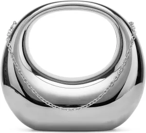 Acrylic Evening Clutch for Women Chic Metal Purses Shiny Round Handbag for Wedding Parties 2024