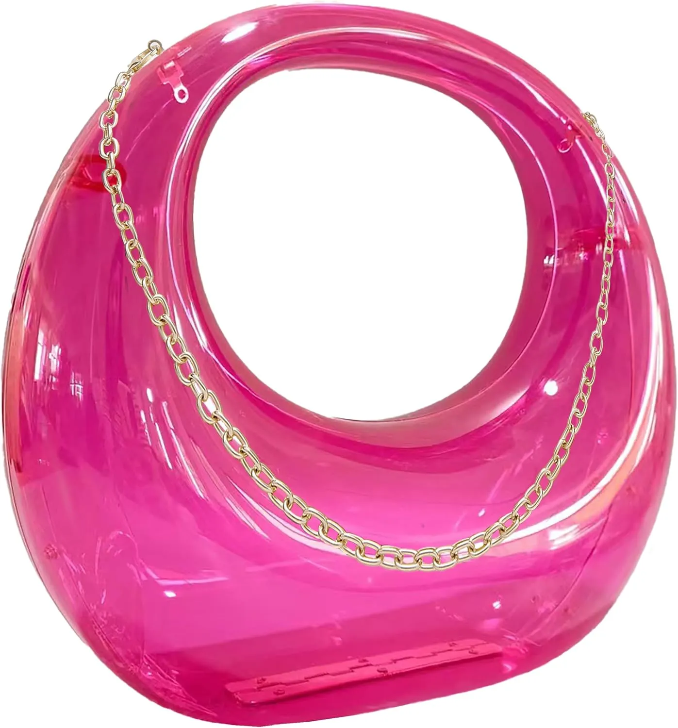 Acrylic Evening Clutch for Women Chic Metal Purses Shiny Round Handbag for Wedding Parties 2024