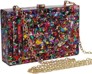 Acrylic Purse Clutch,Wedding Guest Dresses For Women Designer Handbags Multicolor Evening Clutch Box Crossbody Shoulder Bag