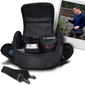 Acuvar Medium Soft Padded Camera Bag Case for DSLR and Mirrorless Cameras – Fits Nikon, Canon, Sony, Pentax, Olympus, Panasonic, Samsung & More – Shockproof Protection for Lenses & Accessories