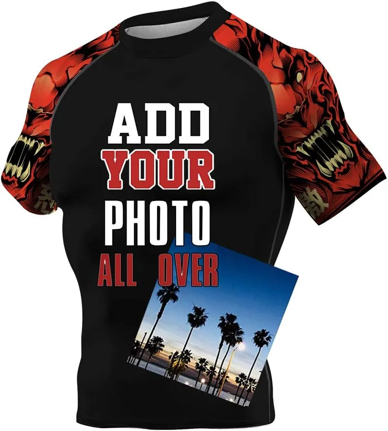Add Your Photo Two Side Mens Dry-fit Short Sleeve Compression Sports Trainning Shirt