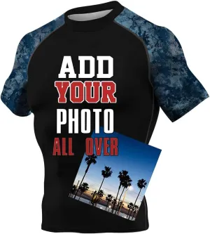 Add Your Photo Two Side Mens Dry-fit Short Sleeve Compression Sports Trainning Shirt