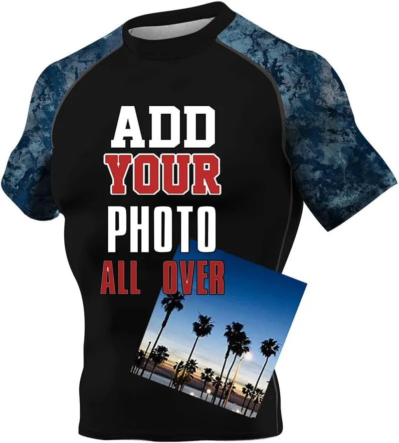 Add Your Photo Two Side Mens Dry-fit Short Sleeve Compression Sports Trainning Shirt