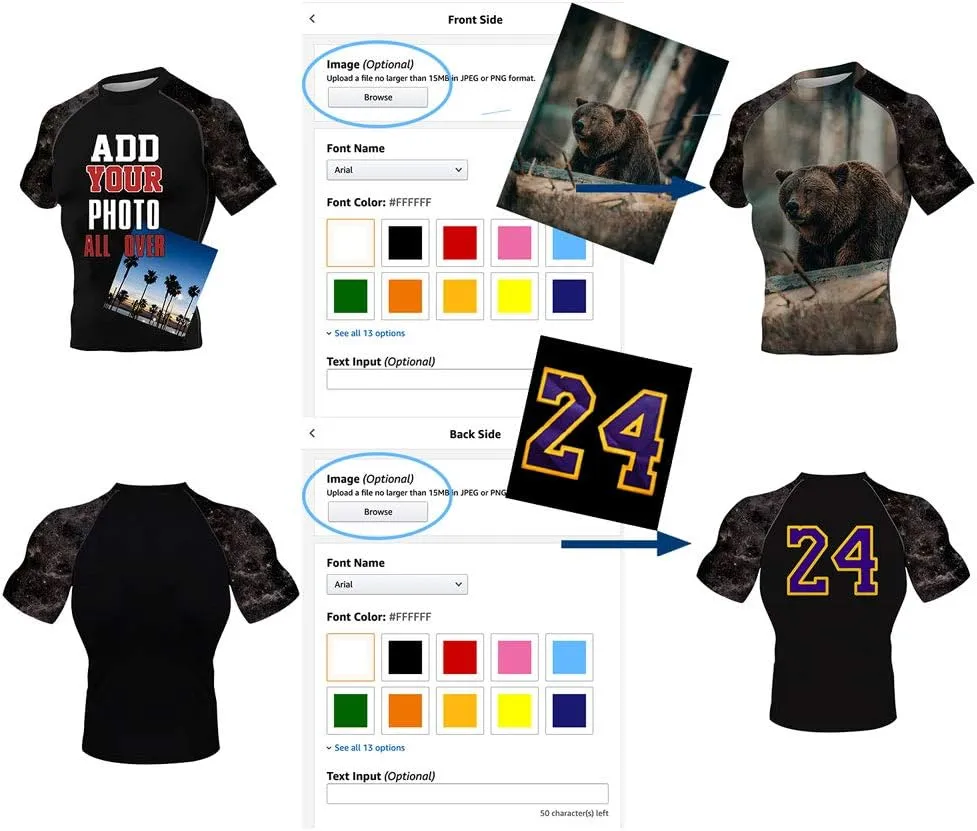 Add Your Photo Two Side Mens Dry-fit Short Sleeve Compression Sports Trainning Shirt