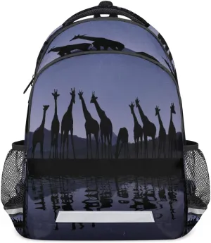 African Animal Giraffe Safari Backpack for Men Women Lightweight Laptop College School Bookbag Casual Daypack for Travel Hiking Camping with Reflective Strip