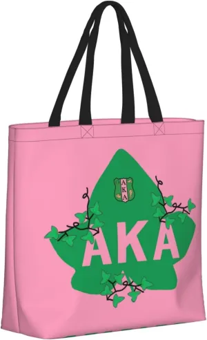 AkA Sorority Gifts Tote Bag Reusable Canvas Shoulder Bag Shopping Tote Bag for Women Travel Work Beach Bag