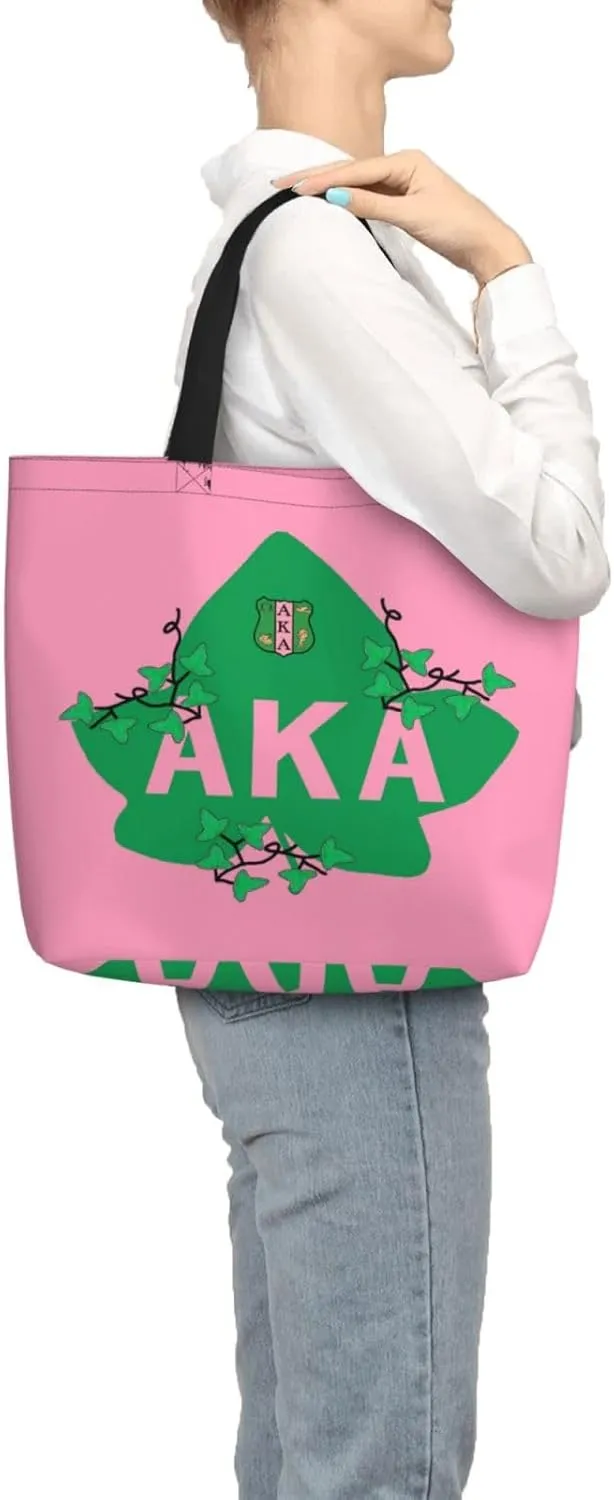 AkA Sorority Gifts Tote Bag Reusable Canvas Shoulder Bag Shopping Tote Bag for Women Travel Work Beach Bag