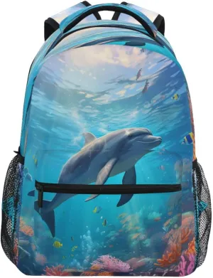 ALAZA Coral Reef Ocean Dolphin Backpack Daypack College School Travel Shoulder Bag