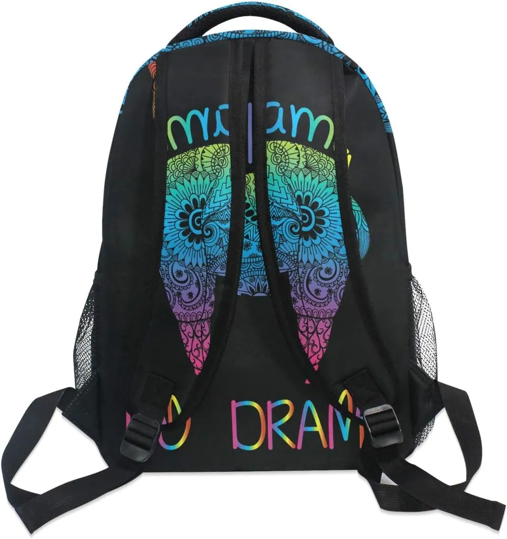 ALAZA Rainbow Llama No Drama Boho Backpack for Kids Boys Girls Student Laptop iPad Tablet Travel School Bag with Multiple Pockets