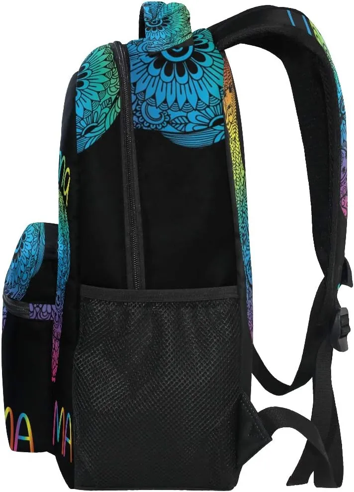 ALAZA Rainbow Llama No Drama Boho Backpack for Kids Boys Girls Student Laptop iPad Tablet Travel School Bag with Multiple Pockets