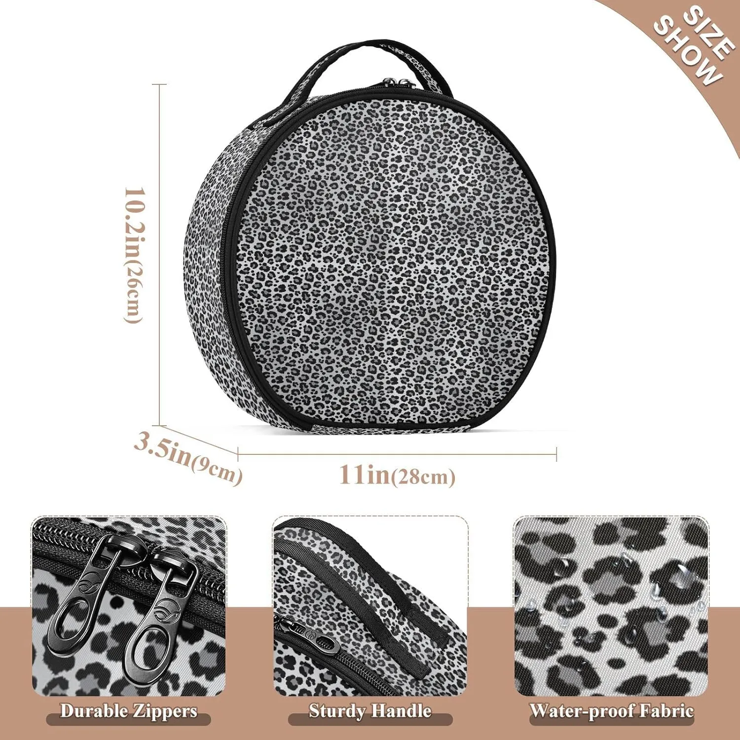 ALAZA Snow Leopard Print Gray Portable Cosmetic Bag Large Capacity Makeup Bags
