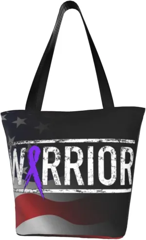 Alzheimer'S Disease Warrior Aweareness Ribbon Fashion Shoulder Bag Large Capacity For Man Or Woman