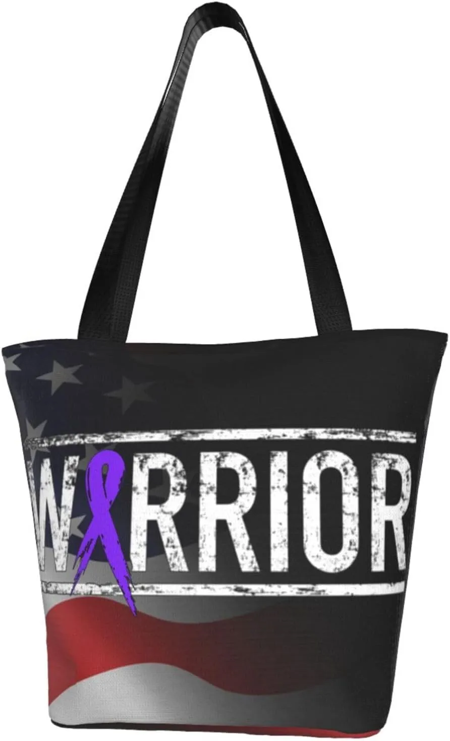 Alzheimer'S Disease Warrior Aweareness Ribbon Fashion Shoulder Bag Large Capacity For Man Or Woman
