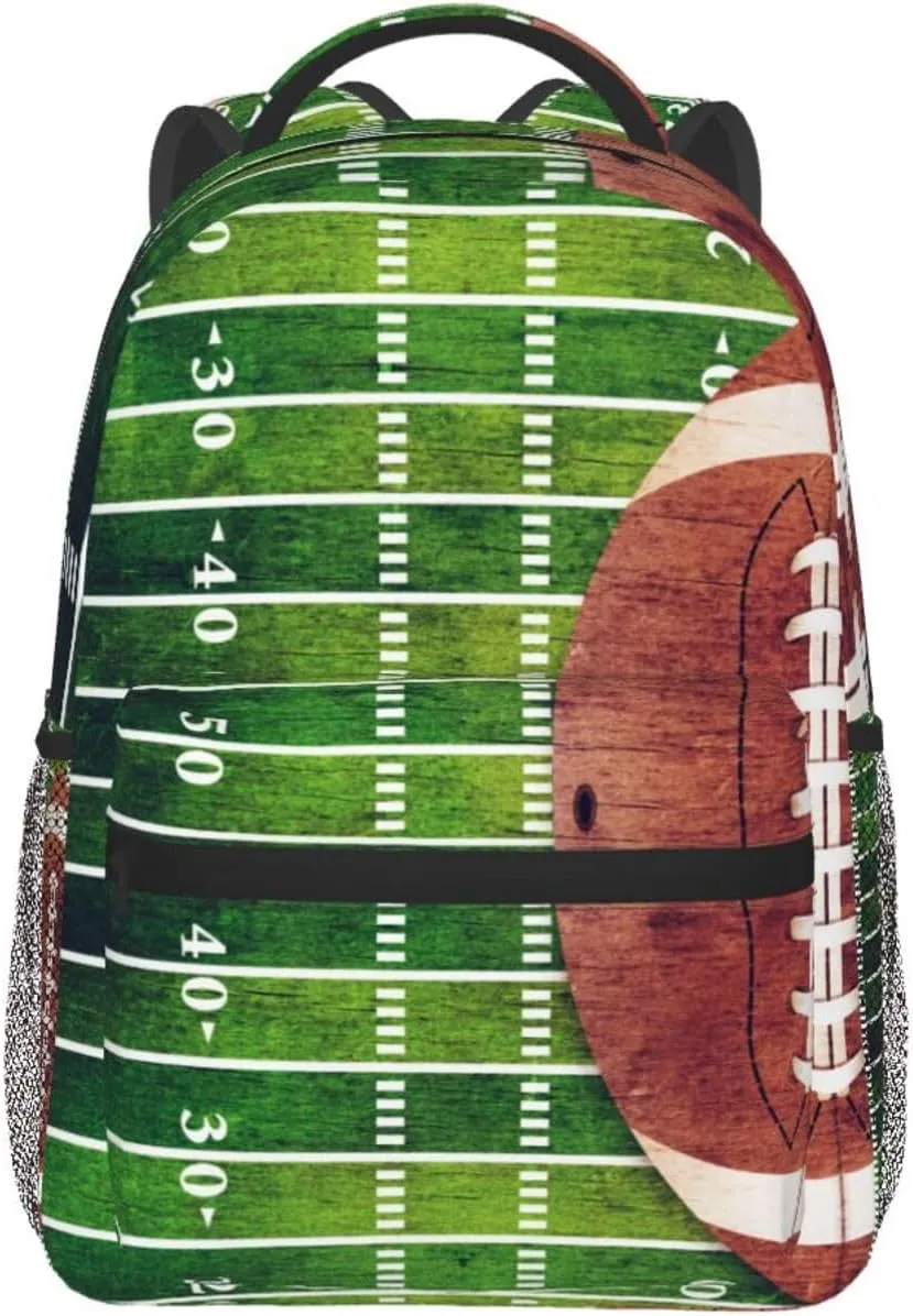 American Football Field Ball Backpack For School Laptop Bags Bookbag Big Casual Daypack For Student Girls Boys Kids Teens Travel Sports Work