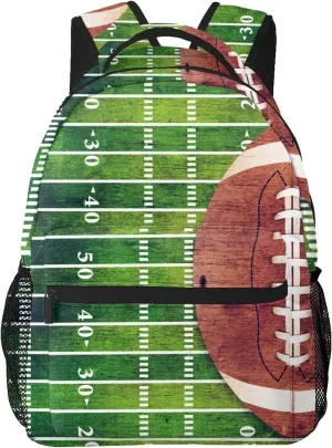 American Football Field Ball Backpack For School Laptop Bags Bookbag Big Casual Daypack For Student Girls Boys Kids Teens Travel Sports Work