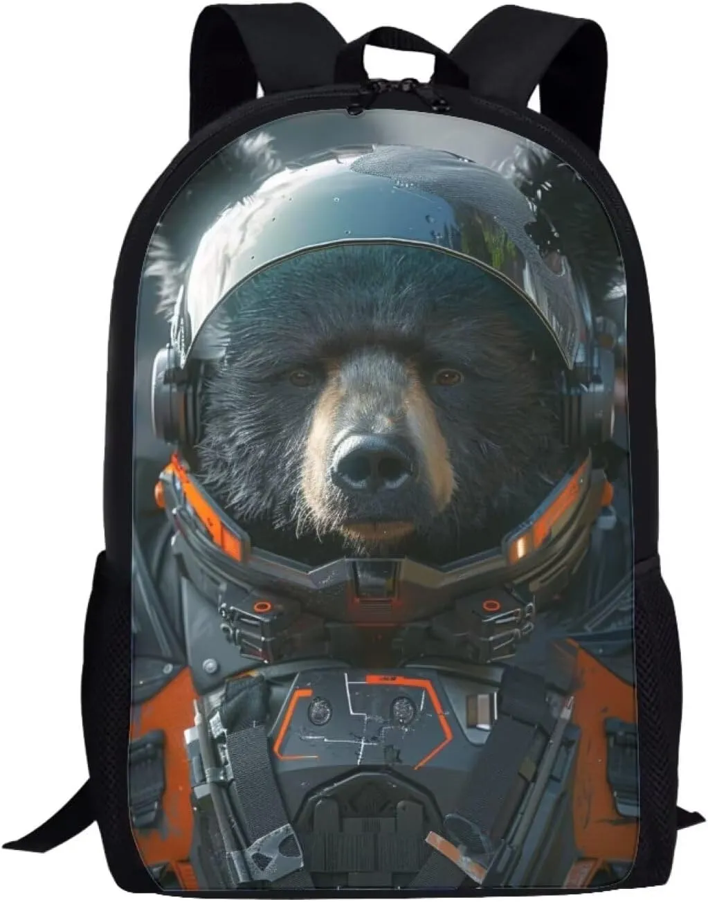 AmzPrint Boys Girls Kids Astronaut Bear Backpack For School 17 Inch Commuter Animal Print School Backpack Fashion School Bag