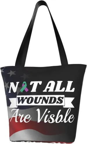 Anal Cancer Awareness Not All Wounds Are Visible Fashion Shoulder Bag Large Capacity For Man Or Woman