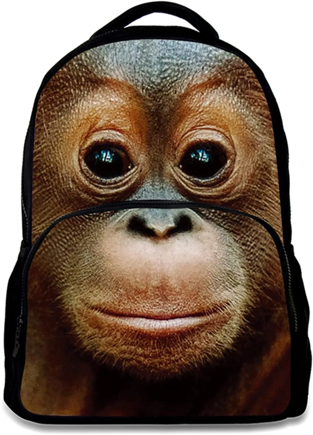 Animal Backpack Orangutan 3D Printing School Student Bag 17 Inch For Man/Kid/Girl/Boy/Woman Black Cool Design Casual Daypack