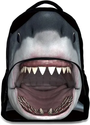 Animal School Bag Shark Backpack For Man/Kid/Girl/Woman 3D Printing Student Backpack 17 Inch Black Casual Daypack