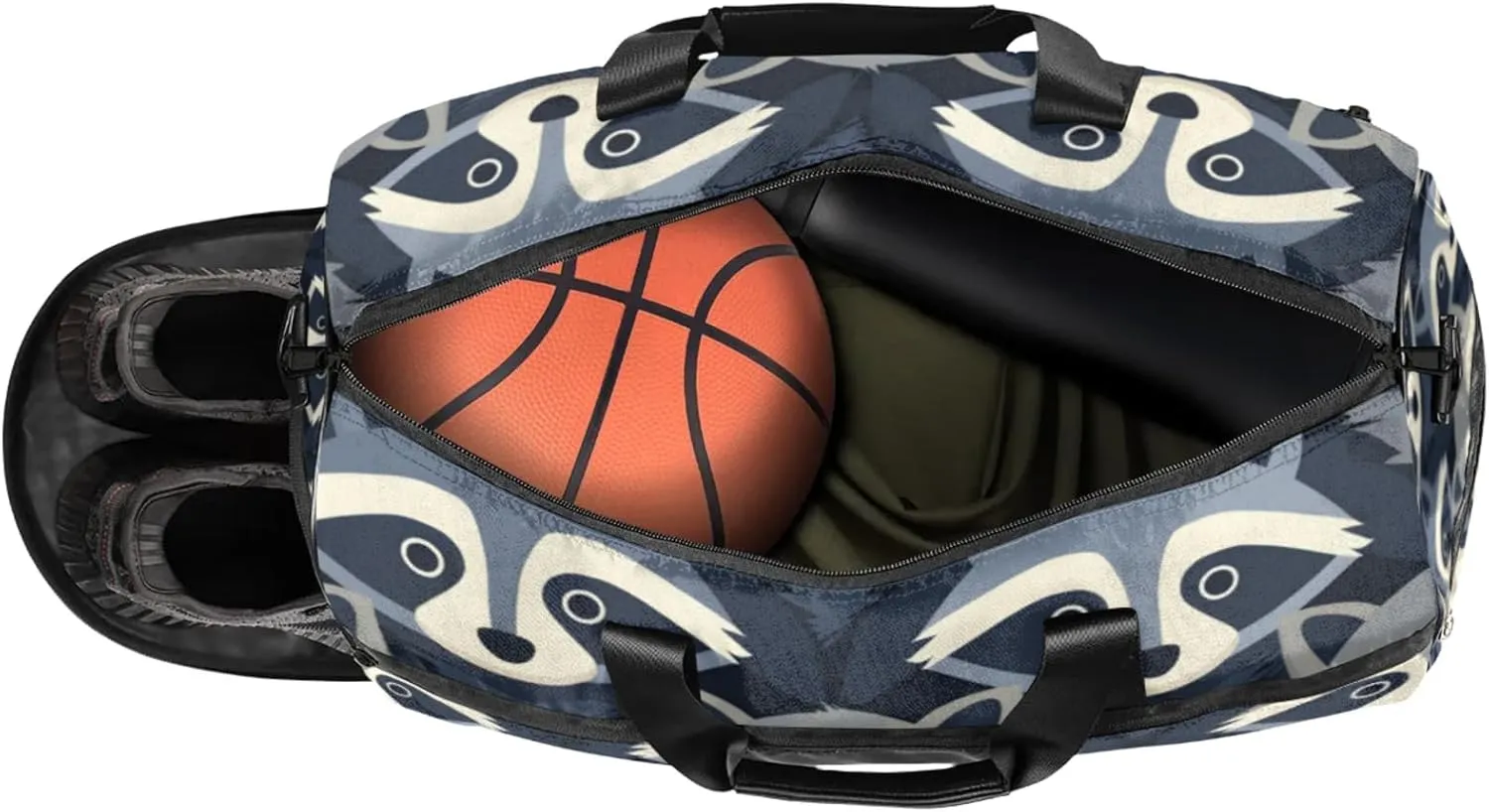 Animals Gym Bags for Men Women, 43L Medium Sports Raccoons Travel Duffel Bag for Men with Shoe Compartment,Carry on Bags for Airplanes Women