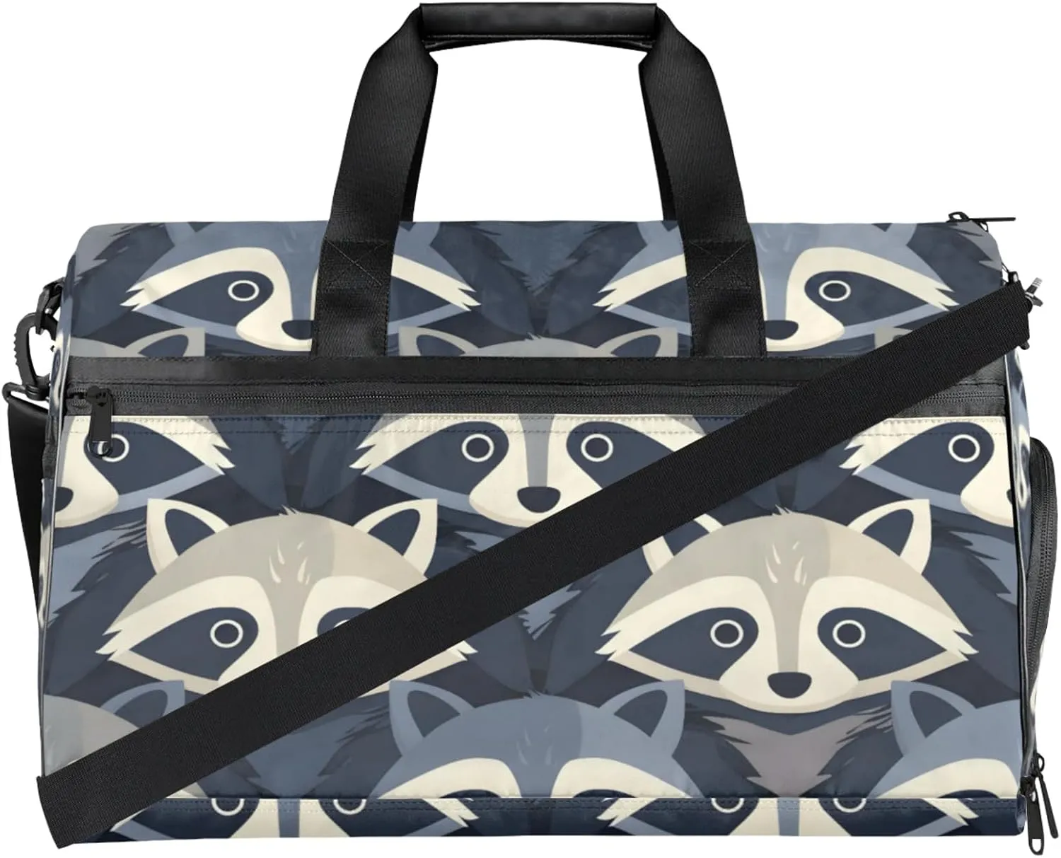 Animals Gym Bags for Men Women, 43L Medium Sports Raccoons Travel Duffel Bag for Men with Shoe Compartment,Carry on Bags for Airplanes Women
