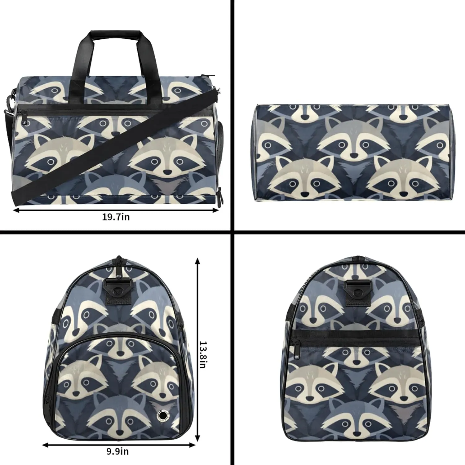 Animals Gym Bags for Men Women, 43L Medium Sports Raccoons Travel Duffel Bag for Men with Shoe Compartment,Carry on Bags for Airplanes Women