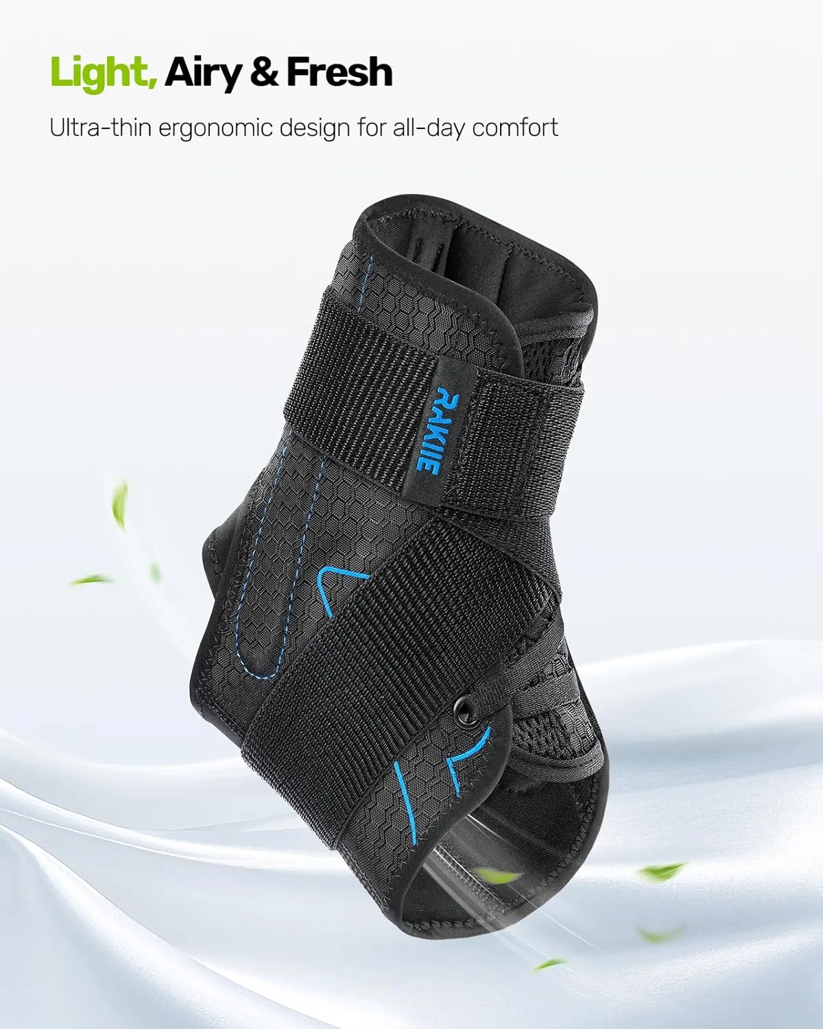 Ankle Brace for Women Men, Lace Up Ankle Brace with Reinforced Metal Support and 3D Silicone Pad, Lightweight Ankle Stabilizer for Running, Basketball, Volleyball, Achilles, Tendon, Sprain, Blue M (8"-9"/9"-10")