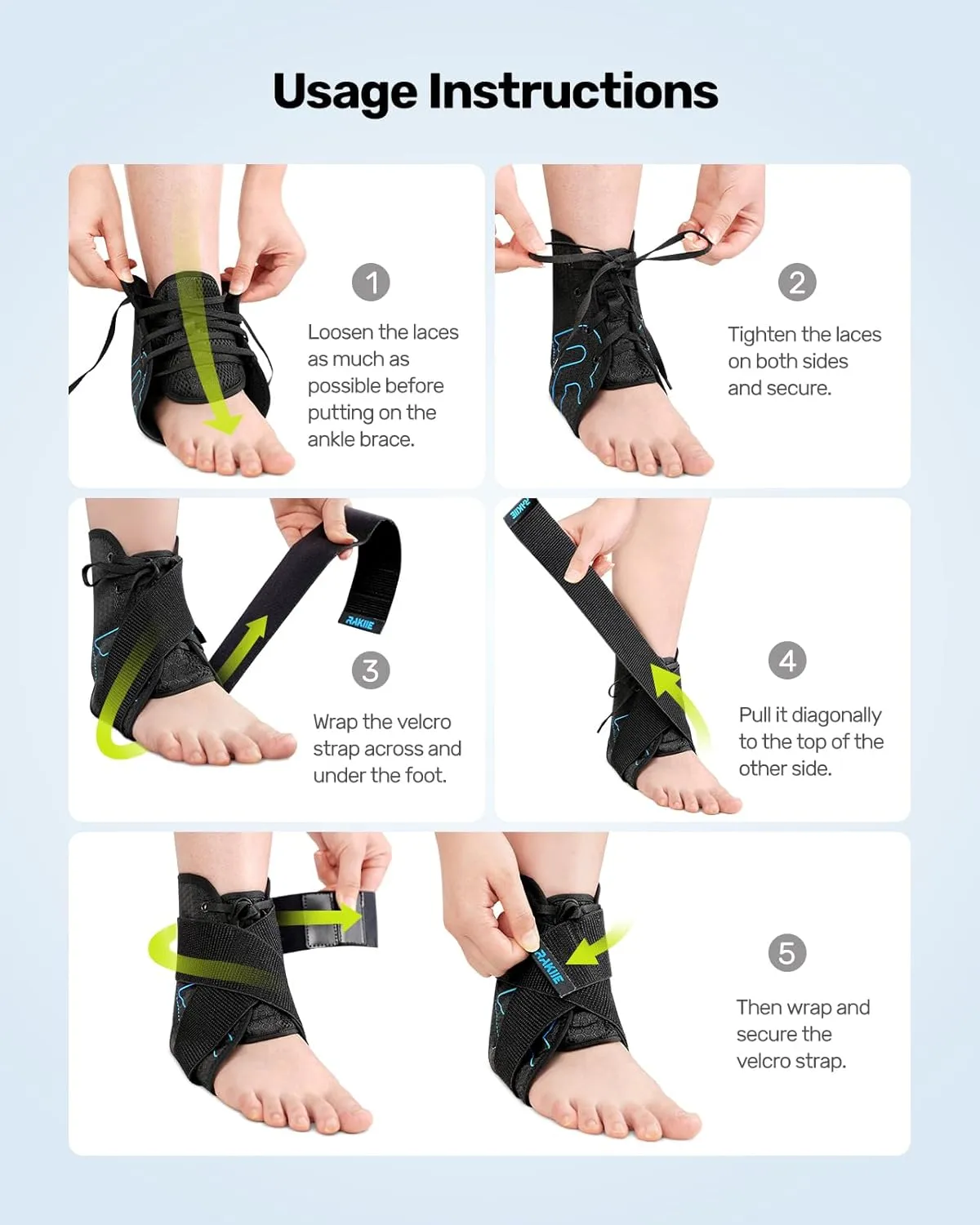 Ankle Brace for Women Men, Lace Up Ankle Brace with Reinforced Metal Support and 3D Silicone Pad, Lightweight Ankle Stabilizer for Running, Basketball, Volleyball, Achilles, Tendon, Sprain, Blue M (8"-9"/9"-10")