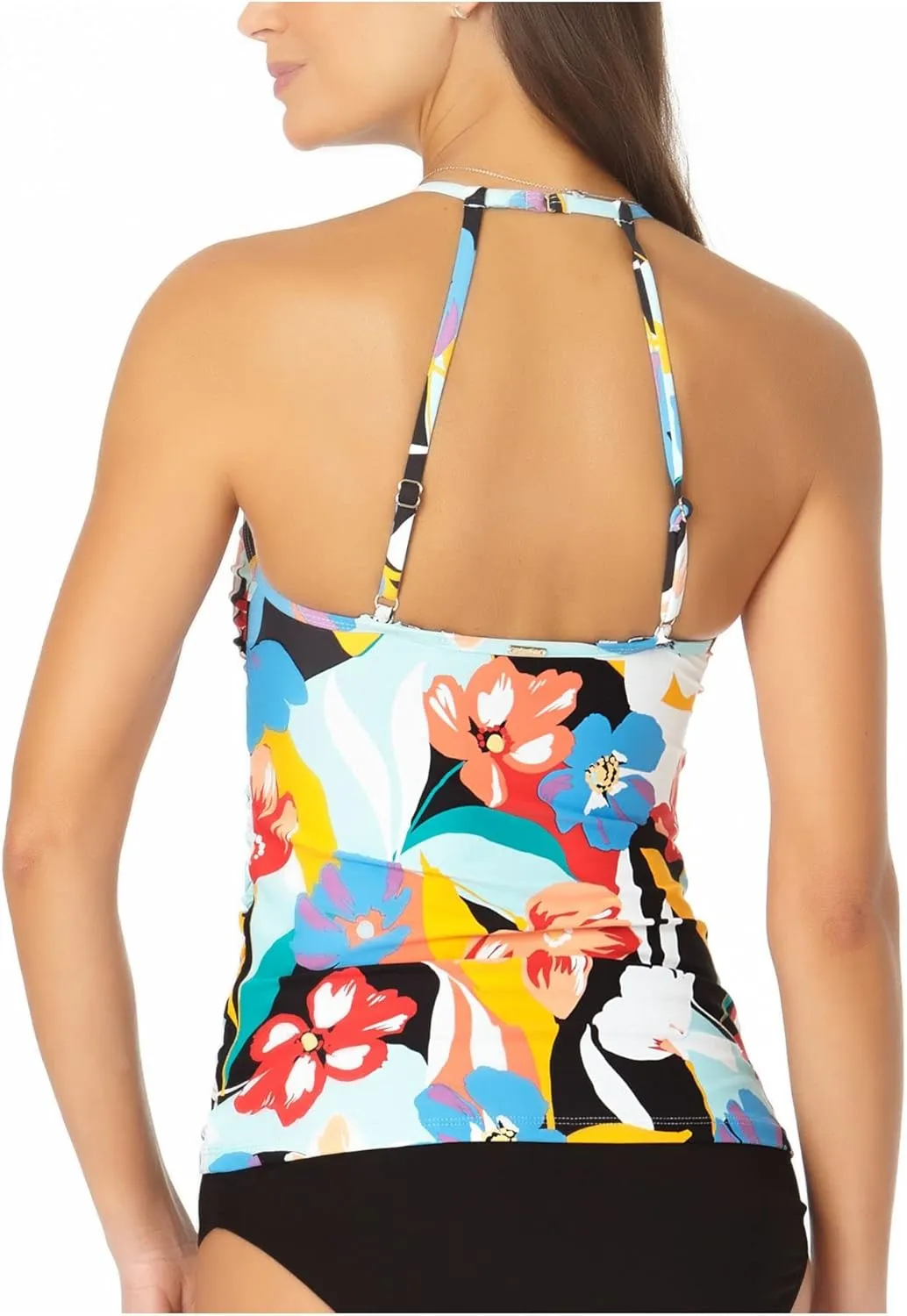 Anne Cole Modern Blooms Mesh Insert Hi-Neck Tankini