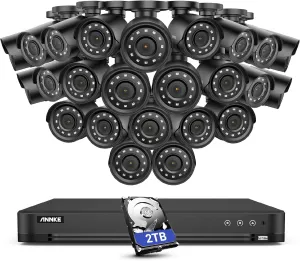 ANNKE 2MP Commercial Grade AI Security Camera System and 24 PCs 1080p Wired Outdoor CCTV Cameras, 32CH 4MP AI Surveillance DVR with Human/Vehicle Detection, Multiple Recording Modes, 2TB Hard Drive