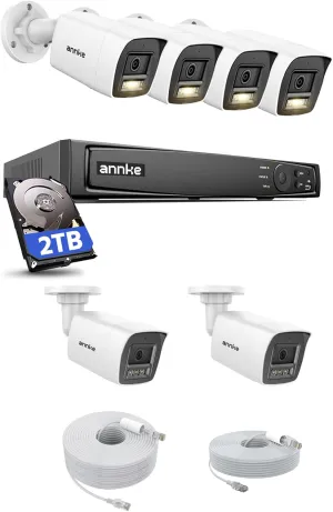 ANNKE H1200 12MP Security Camera System, 12MP H.265  8CH NVR and 6X 12 Megapixel UHD PoE Surveillance IP Cam with Smart Dual Light, AI Human&Vehicle Detection, Color Night Vision