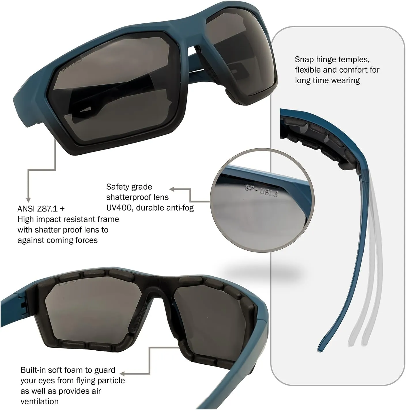 Anti-Fog Motorcycle Riding Glasses, Safety Eyewear, Wrap Around, Foam Padding, Dustproof Windproof, For Men Women