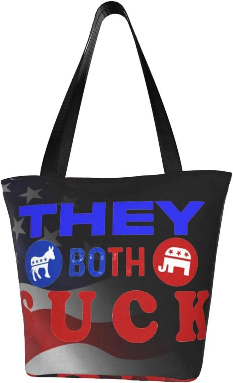 Anti Politics They Both Suck Fashion Shoulder Bag Large Capacity For Man Or Woman