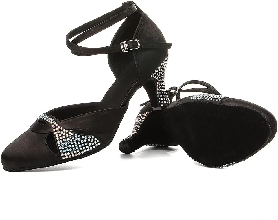 AOQUNFS Women Ballroom Latin Dance Shoes Salsa Closed Toe 1920s Party Dance Performance Shoes,Model L157