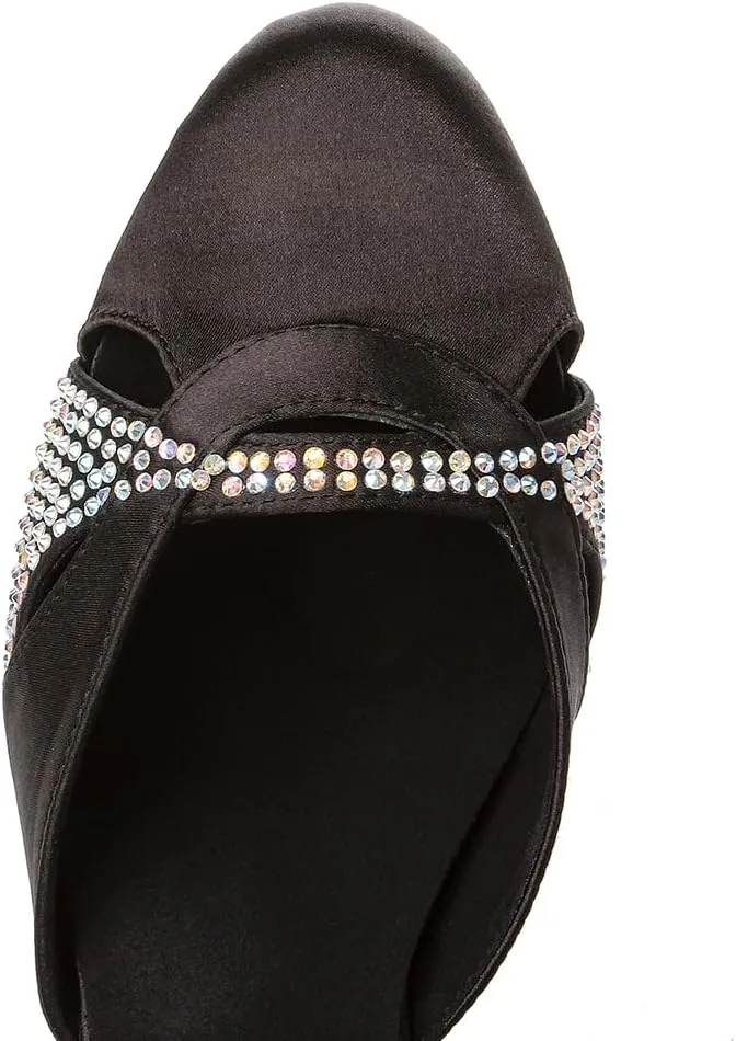 AOQUNFS Women Ballroom Latin Dance Shoes Salsa Closed Toe 1920s Party Dance Performance Shoes,Model L157