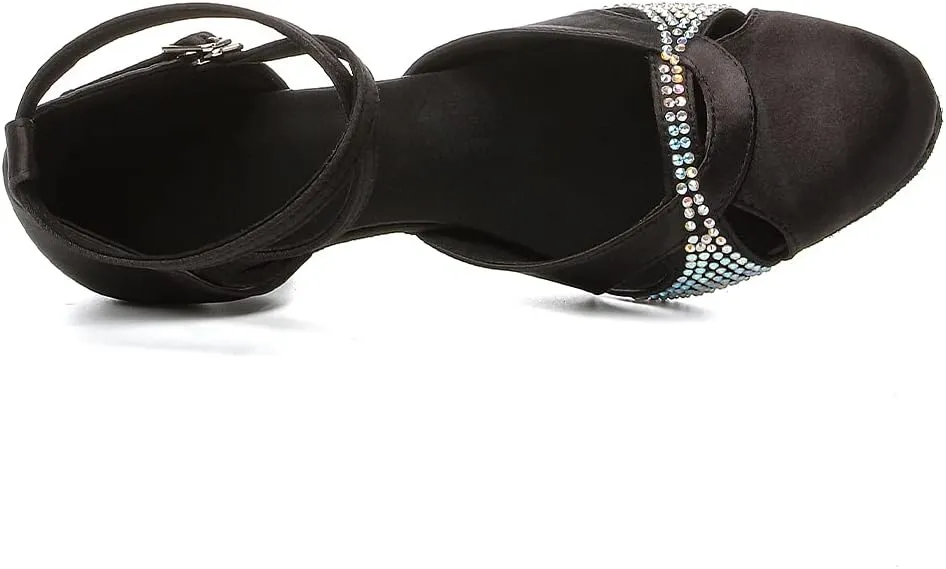 AOQUNFS Women Ballroom Latin Dance Shoes Salsa Closed Toe 1920s Party Dance Performance Shoes,Model L157