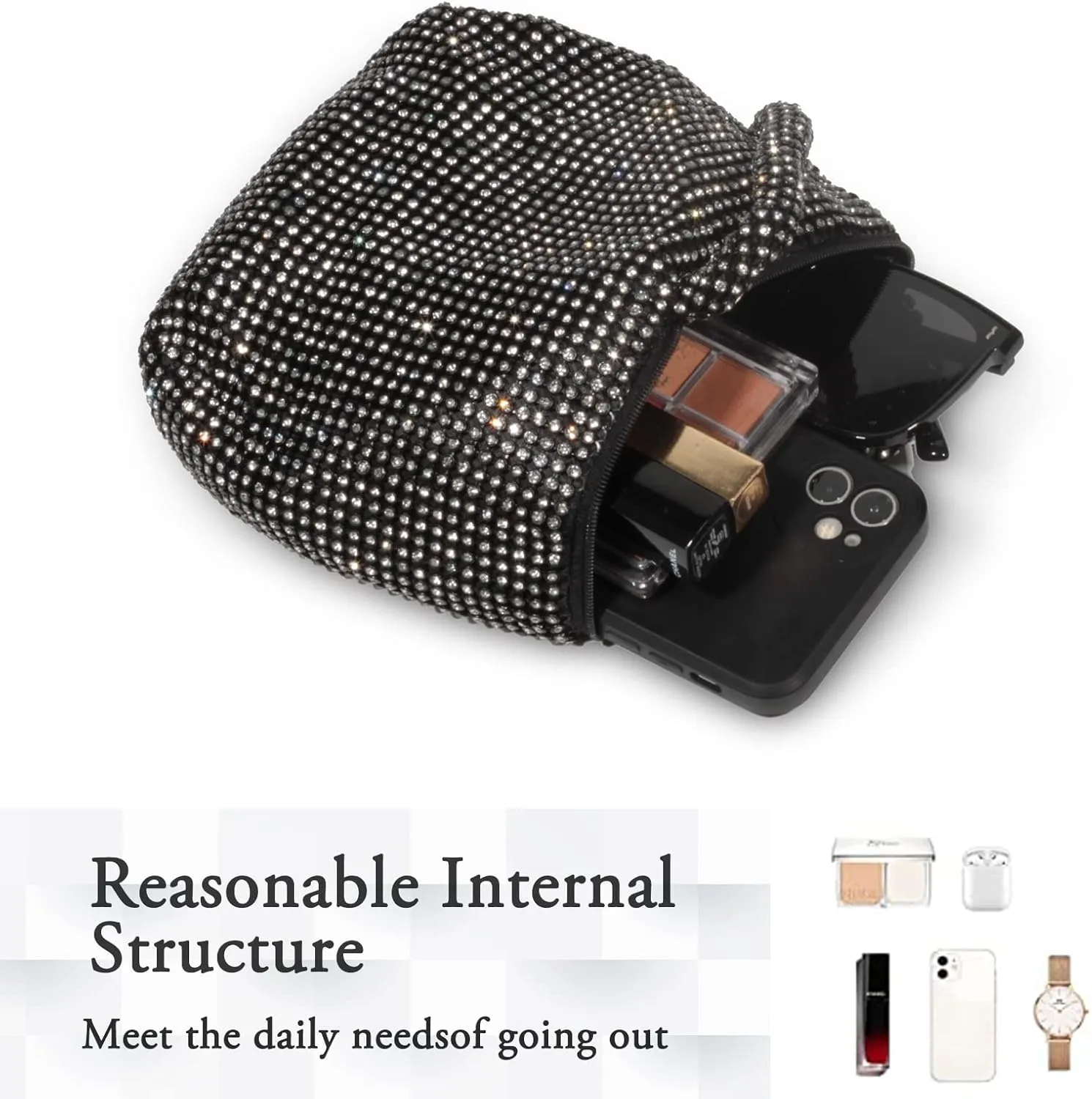 AOYUNHUI Hand Bags Purses for Women Rhinestone Bag Clutch Purses Party Wedding